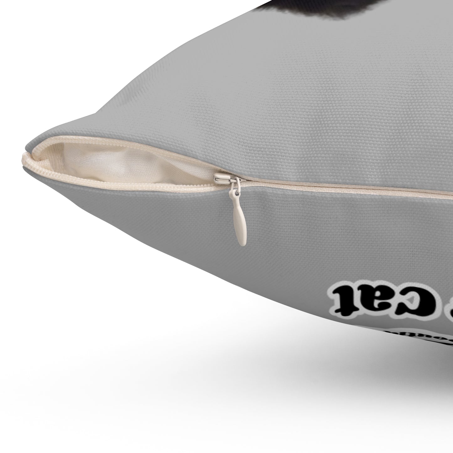 Polyester Square Pillow - 2-sided, Beanie Picture and Beanie Logo - Perfect for Cat Lovers
