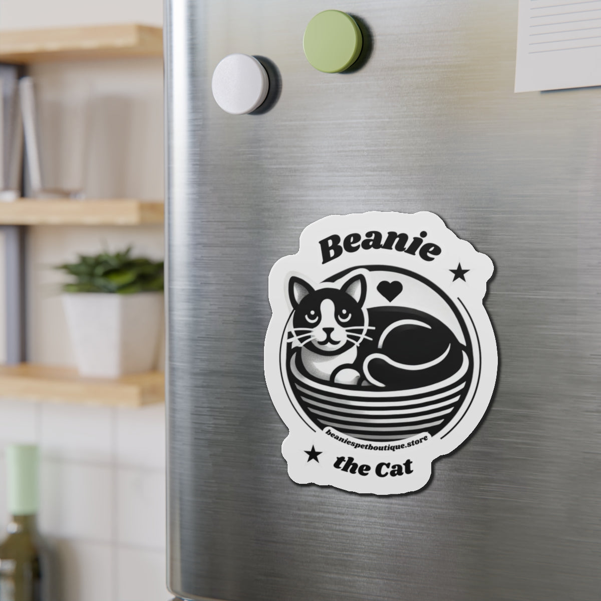 Fridge Magnets - Beanie the Cat Store Logo - Cute Pet Decor for Cat Lovers