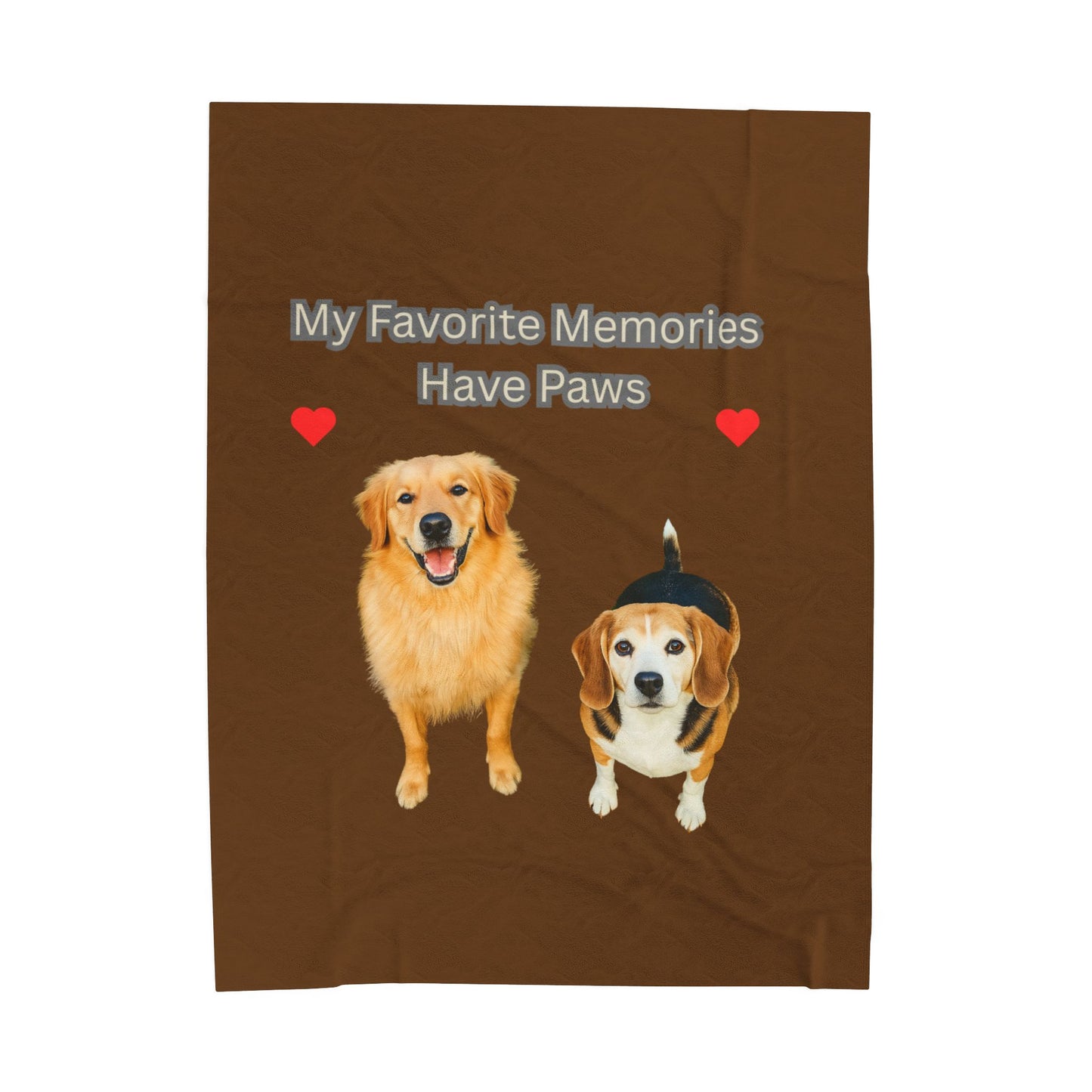Cozy Velveteen Plush Blanket - "My Favorite Memories Have Paws" - Dog Lovers Gift