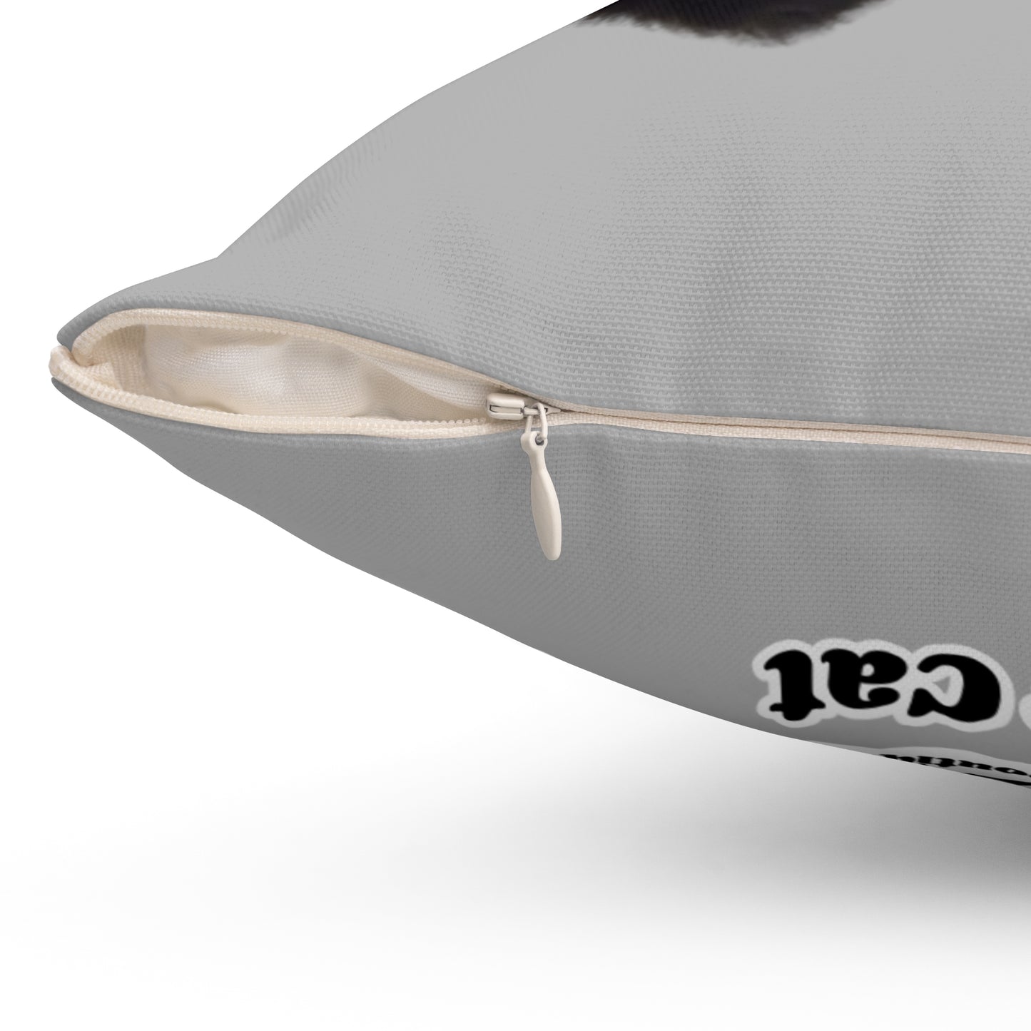 Polyester Square Pillow - 2-sided, Beanie Picture and Beanie Logo - Perfect for Cat Lovers