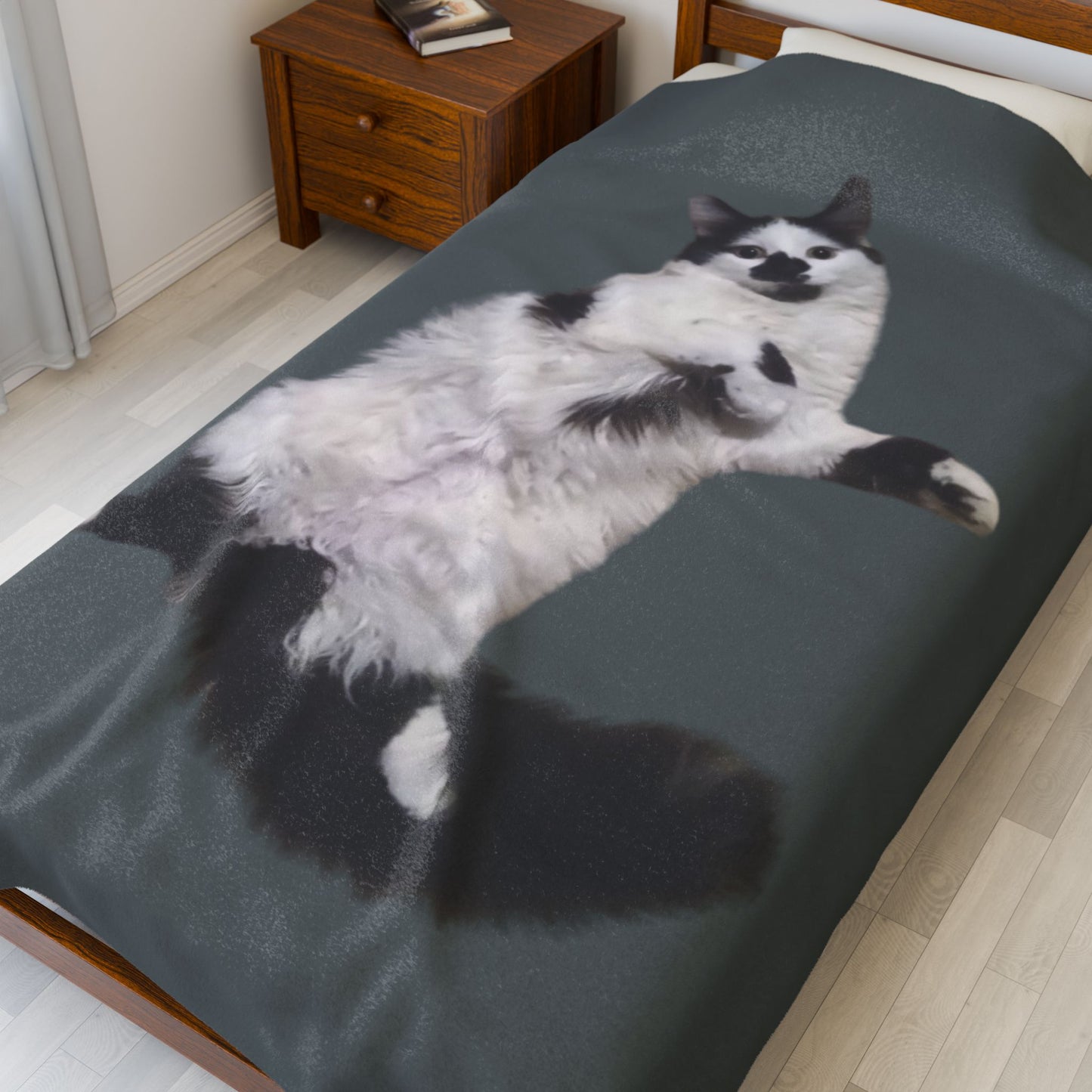 Velveteen Plush Blanket - Beanie the Cat Picture, Cozy Resting