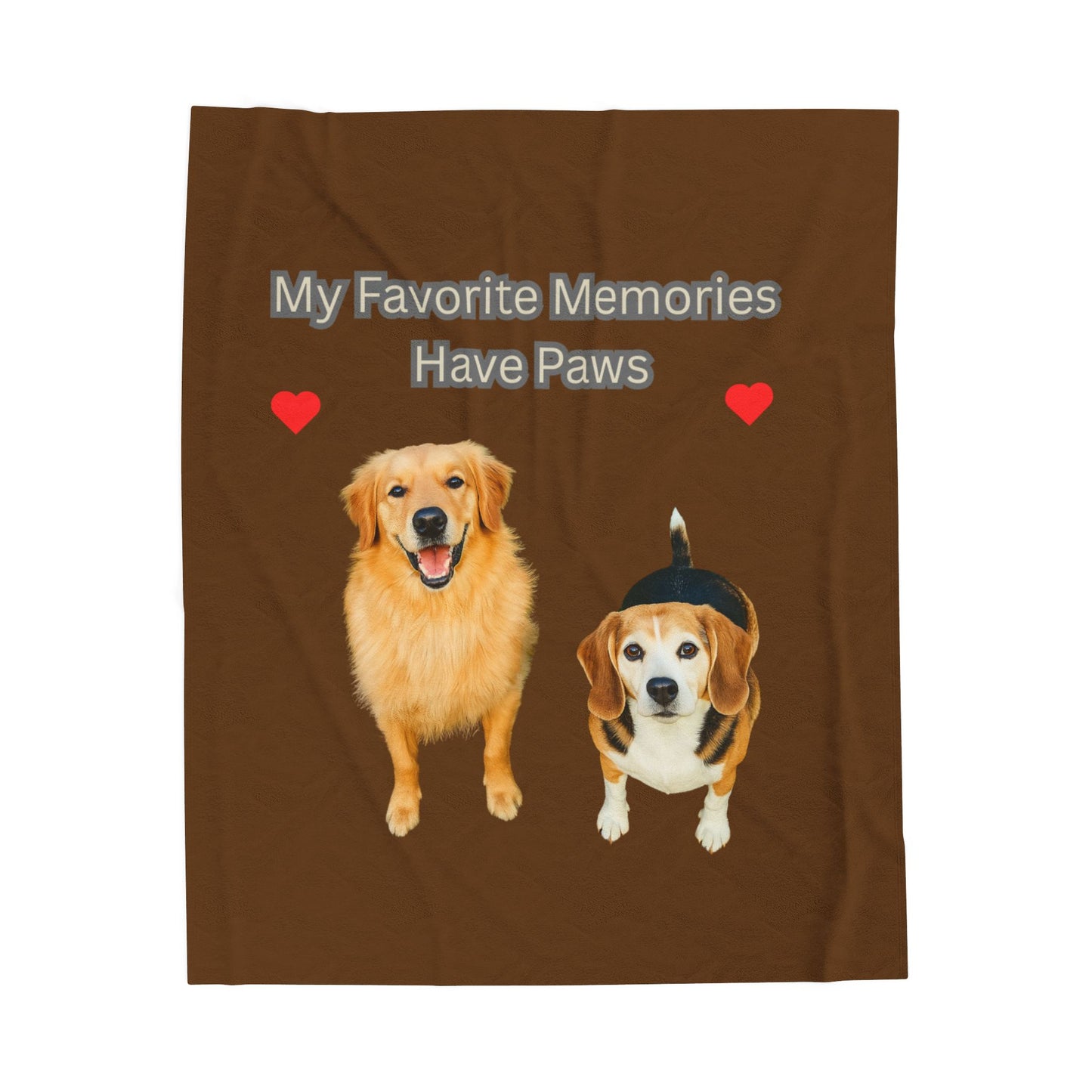 Cozy Velveteen Plush Blanket - "My Favorite Memories Have Paws" - Dog Lovers Gift