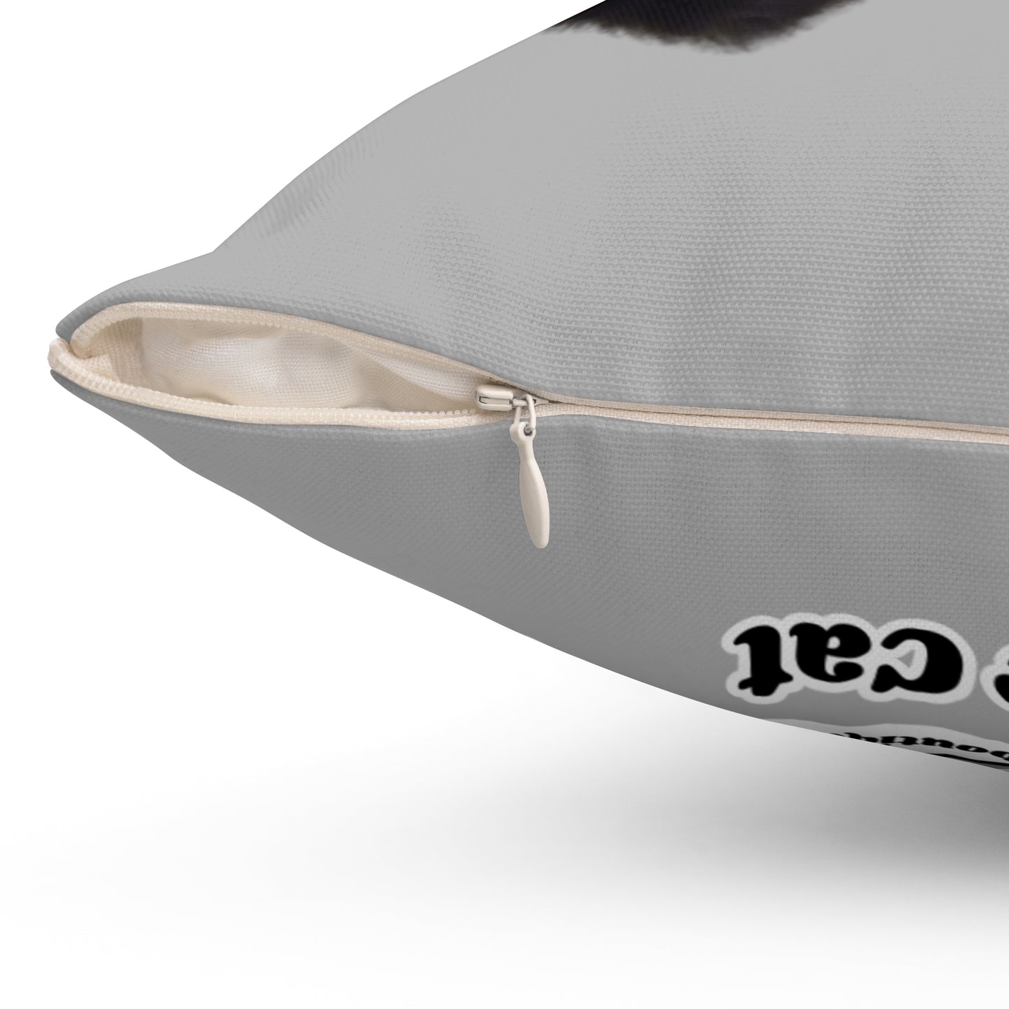 Polyester Square Pillow - 2-sided, Beanie Picture and Beanie Logo -  Perfect for Cat Lovers