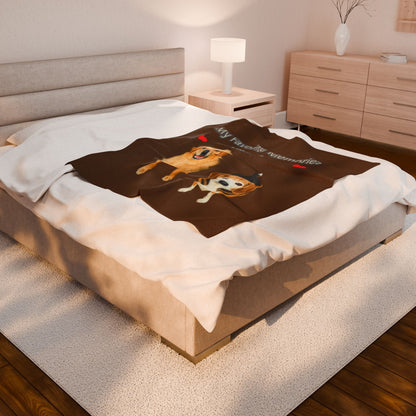 Cozy Velveteen Plush Blanket - "My Favorite Memories Have Paws" - Dog Lovers Gift
