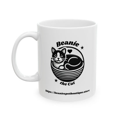 Ceramic Mug for Hot Cocoa Lovers – Beanie Loves Hot Cocoa - Perfect Gift for Cat Lovers & Chocolate Enthusiasts