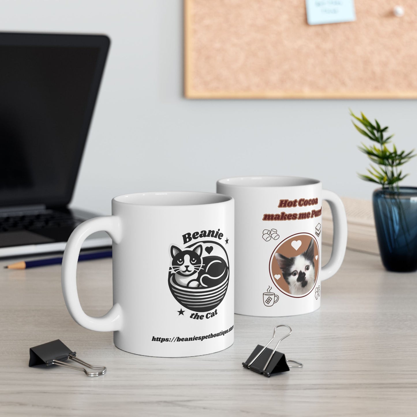 Ceramic Mug for Hot Cocoa Lovers – Beanie Loves Hot Cocoa - Perfect Gift for Cat Lovers & Chocolate Enthusiasts