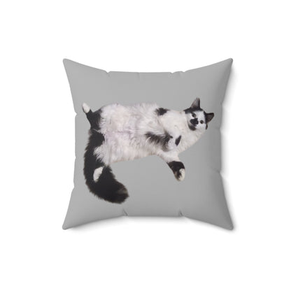 Polyester Square Pillow - 2-sided, Beanie Picture and Beanie Logo -  Perfect for Cat Lovers