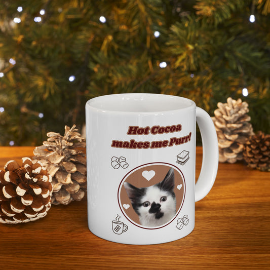 Ceramic Mug for Hot Cocoa Lovers – Beanie Loves Hot Cocoa - Perfect Gift for Cat Lovers & Chocolate Enthusiasts