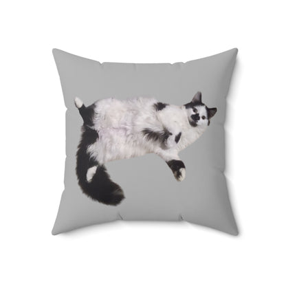 Polyester Square Pillow - 2-sided, Beanie Picture and Beanie Logo -  Perfect for Cat Lovers