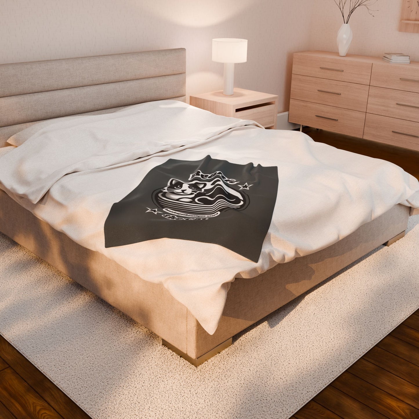 Velveteen Plush Blanket - Beanie the Cat Official Logo