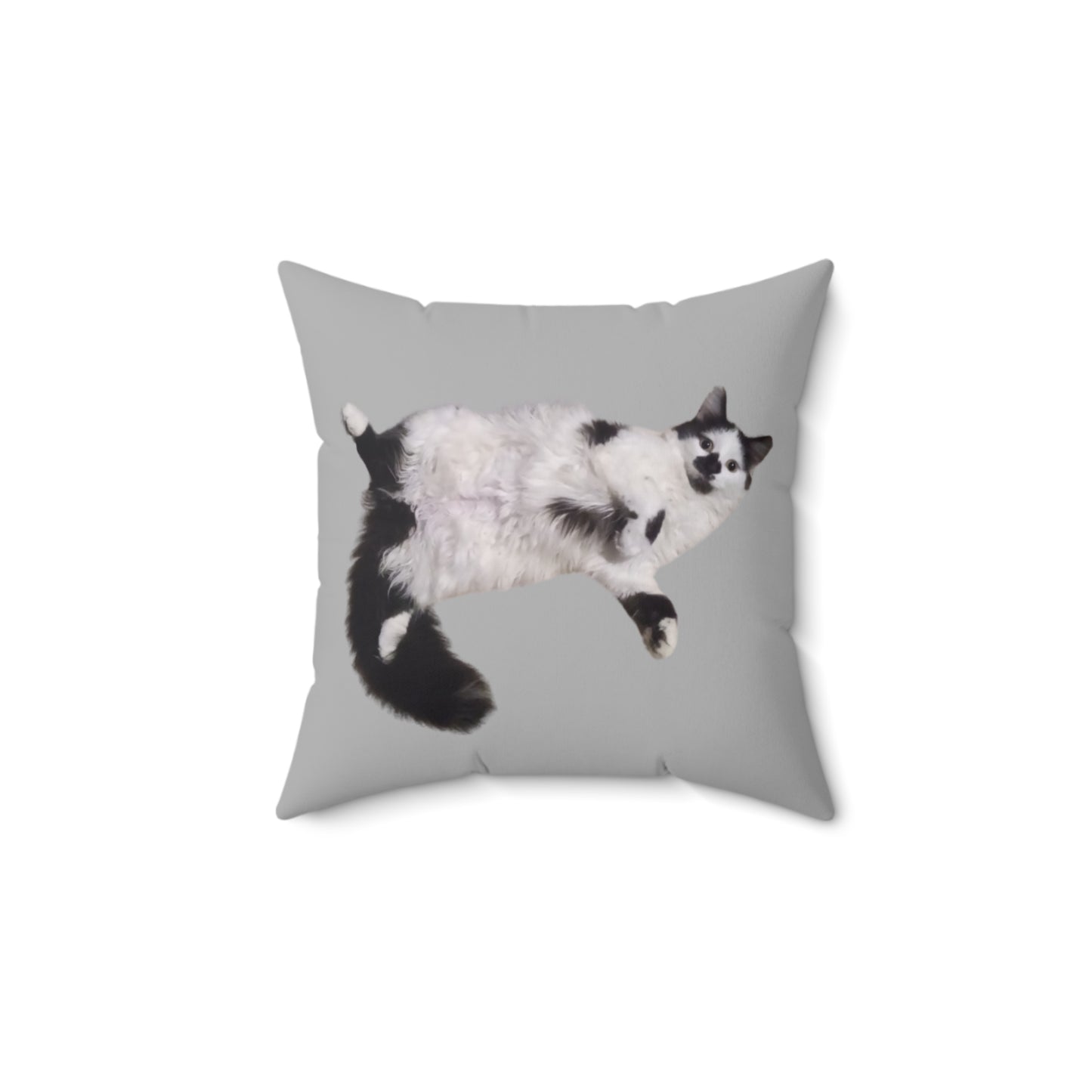 Polyester Square Pillow - 2-sided, Beanie Picture and Beanie Logo -  Perfect for Cat Lovers