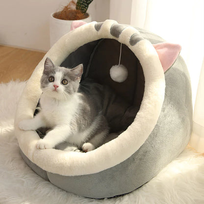 Sweet Cat Bed Warm Pet Basket Cozy Kitten Lounger Cushion Cat House Tent Very Soft Small Dog Mat Bag for Washable Cave Cats Beds