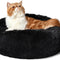 Calming Cat Beds for Indoor Cats - Small Cat Bed Washable 20 Inches, Anti-Slip round Fluffy Plush Faux Fur Pet Bed, Fits up to 15 Lbs Pets, Black