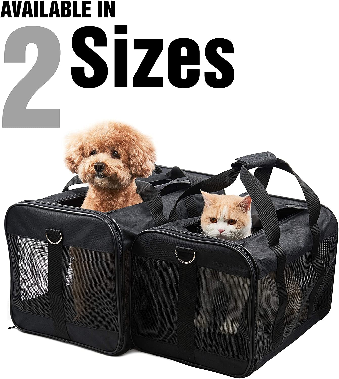 Pet Travel Carrier Soft Sided Portable Bag for Cats, Small Dogs, Kittens or Puppies 17 Lbs Max, Collapsible, Durable, Airline Approved, Travel Friendly (Medium)